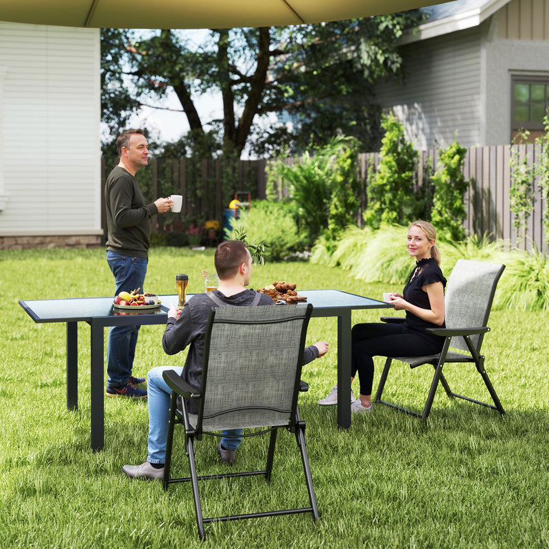 Set of Two Folding Outdoor Chairs Black and Grey Lightweight and Portable by Outsunny