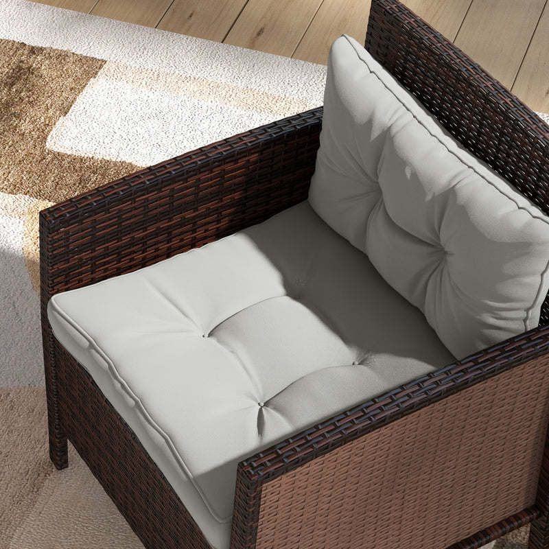 Light Grey 2 Piece Outdoor Seat and Back Cushions Set for Garden or Patio Chairs AOSOM
