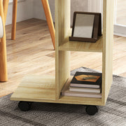 C-Shaped End Table with Storage Shelves and Wheels for Home or Office by HOMCOM