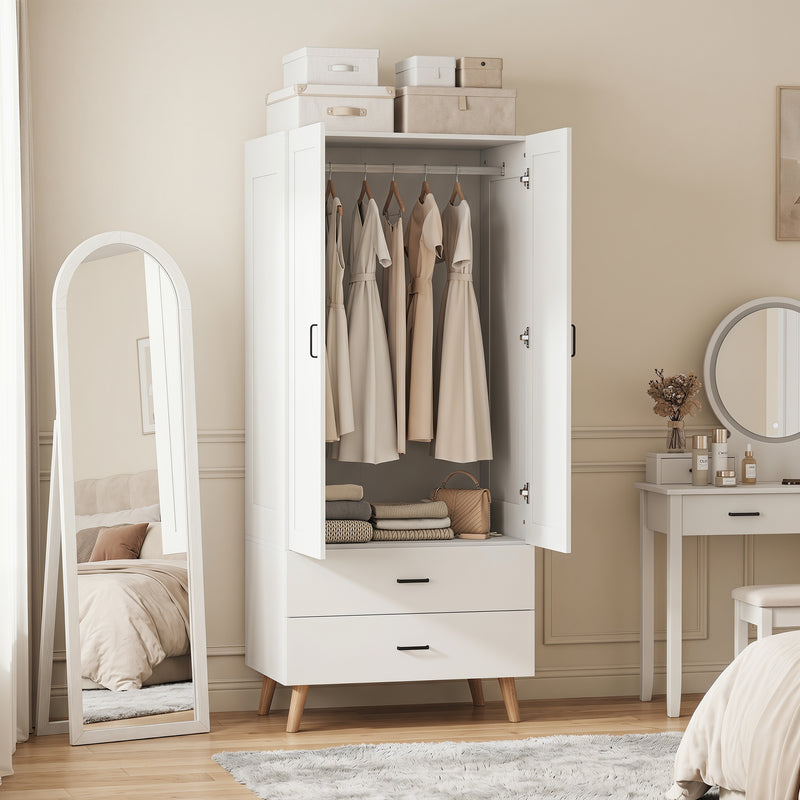 Wardrobe with Deep Hanging Space and Drawers for Organised Bedroom Storage White