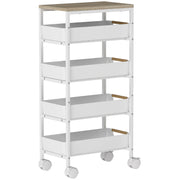 5 Tier Rolling Storage Trolley With Drawers For Home Office Or Salon Use, White