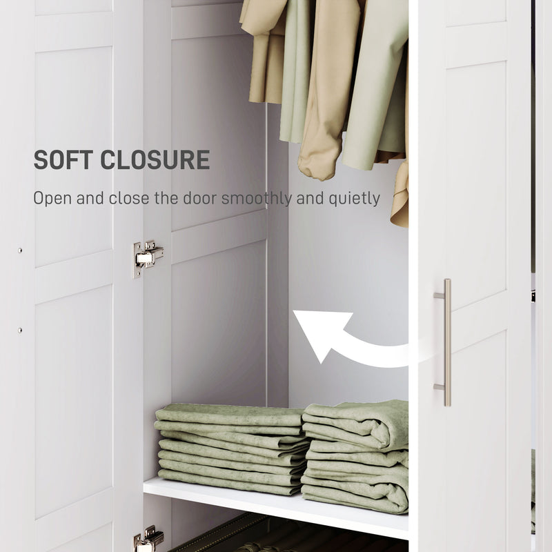 White Double Panelled Door Wardrobe With Shelves by HOMCOM