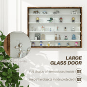 5 Tier Wall Display Cabinet With Glass Doors And Adjustable Shelves Rustic Brown by HOMCOM