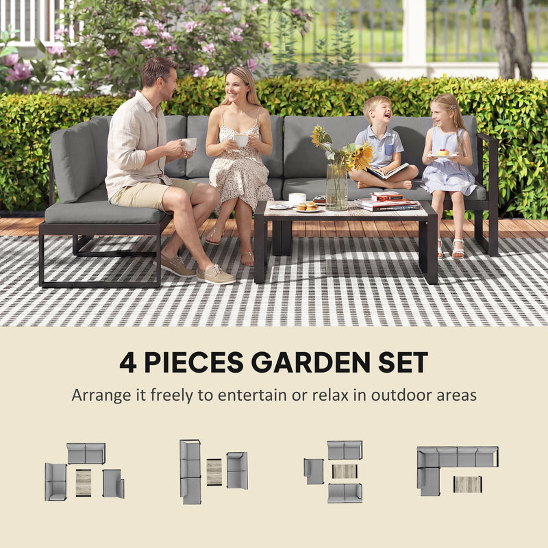 Garden Sofa Set with Removable Cushions and Coffee Table for Flexible Outdoor Seating Black