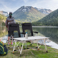 3 Piece Folding Camping Table and Chair Set with Portable Design for Travel, Grey AOSOM
