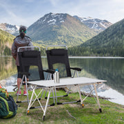 3 Piece Folding Camping Table and Chair Set with Portable Design for Travel, Grey AOSOM