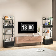 6 Tier Industrial Bookshelf With Storage Drawers For Home Office Or Living Room Grey