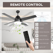 Ceiling Fan with LED Light and Remote Control Ideal for Low Ceilings Black and Walnut Brown AOSOM