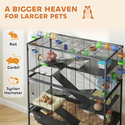 5 Tier Large Hamster Cage with Deep Tray and Storage Shelf for Rats and Gerbils by PawHut