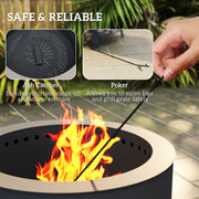 Portable 58cm Round Fire Pit with Grill Grate Ash Catcher and Poker for Garden BBQ by Outsunny