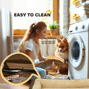 Large Calming Dog Bed with Removable Washable Cover and Anti Slip Base, Brown
