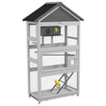 Wooden Bird Cage With Stand For Finches Parakeets And Small Birds Indoor Use, Grey