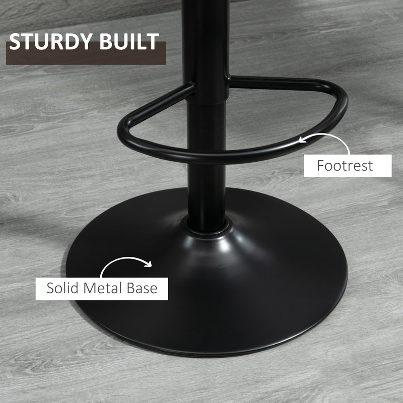 Set of 2 Swivel Bar Stools with Backrest and Adjustable Height for Kitchen Island Brown