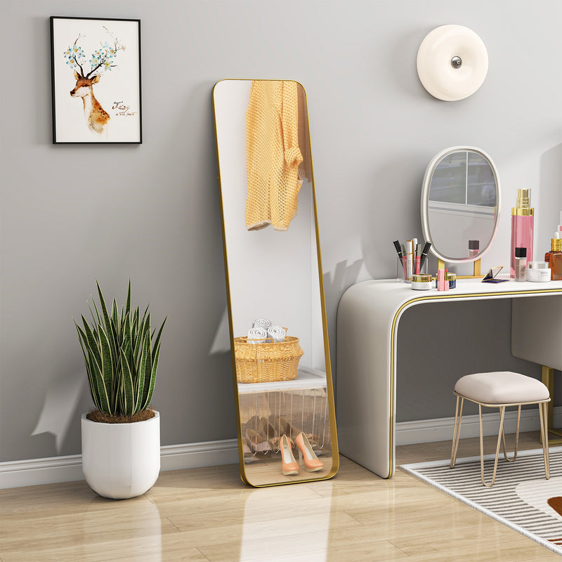 Full Length Rectangular Wall Mirror 40 x 160 cm Ideal for Bedroom or Hallway, Gold