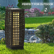Grey Rattan Solar Garden Lantern with Auto On Off LED Light for Patio or Lawn Use