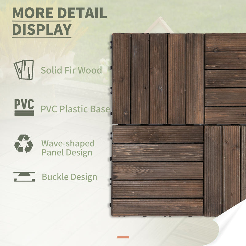 27 Piece Black Wooden Interlocking Decking Tiles For Patio Balcony Roof Or Hot Tub