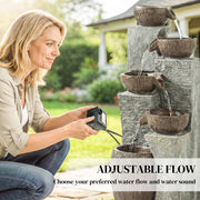 Outdoor Water Fountain with LED Lights for Relaxing Evenings and Gentle Garden Ambience Rustic Brown Outsunny