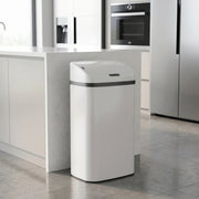 Sensor Kitchen Bin 48L Hands Free Waste Disposal with Soft Close Lid White Homcom