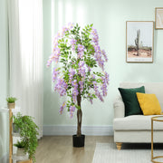 Tall Purple Artificial Wisteria Plant With 756 Leaves And Pot For Indoor Home Decor