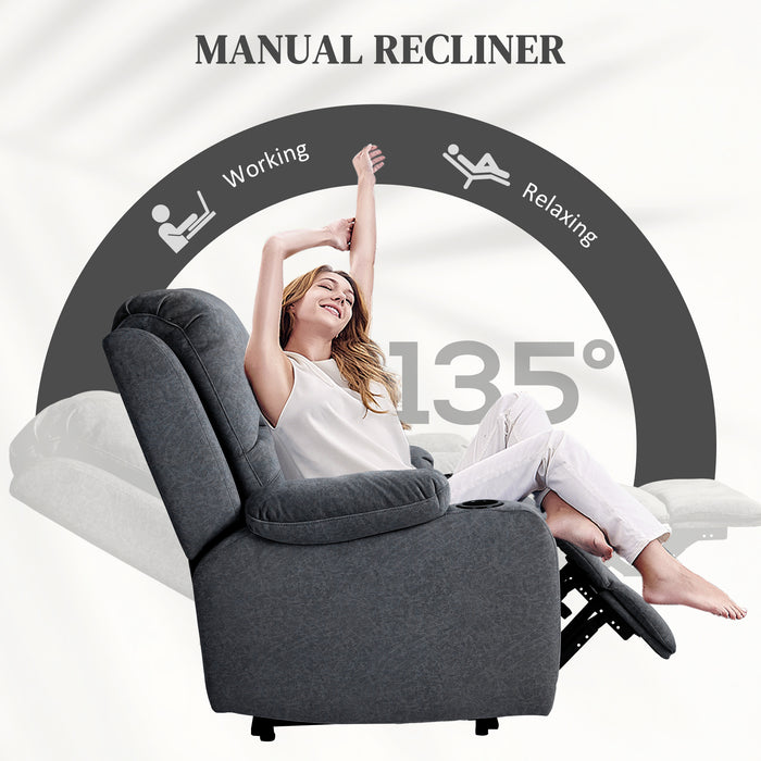 Black Microfibre Manual Reclining Armchair With Footrest by HOMCOM