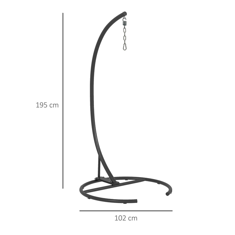 Hanging Hammock Chair Stand with Stable Round Base for Indoor and Outdoor Use Black AOSOM