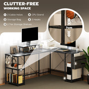 Black L Shaped Corner Desk 168cm with Adjustable Shelf and Storage for Two People by HOMCOM