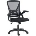 Office Chair with Lumbar Support and Flip Up Arms for Comfortable Home Working Black
