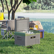 30L Portable Car Fridge in Light Green and Grey Ideal for Travel and Camping by Outsunny AOSOM