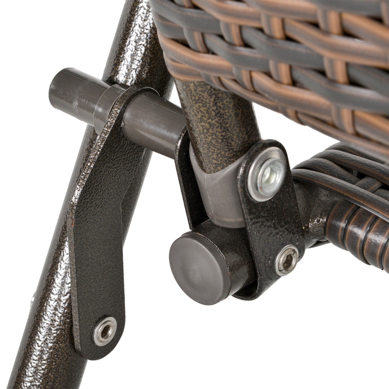 Set of 4 Brown Folding Rattan Chairs for Garden or Patio with Comfortable Seating