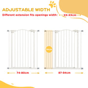 Extra Tall Safety Dog Gate with Auto Close for Doorways and Stairs Adjustable 74 to 94cm White