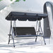 Grey 3 Seater Garden Swing Chair with Adjustable Canopy and Rattan Seat by Outsunny