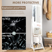 Full Length LED Dressing Mirror With Storage Shelf and 3 Light Modes, White