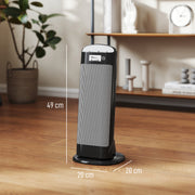 2000W Ceramic Electric Fan Heater With Thermostat And Oscillation For Home Office Black