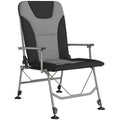 Folding Reclining Camping Chair for Fishing and Garden with Adjustable Legs Black Grey Outsunny