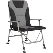 Folding Reclining Camping Chair for Fishing and Garden with Adjustable Legs Black Grey Outsunny