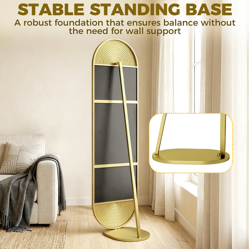 Full Length Free Standing Mirror with Shatter Proof Glass for Outfit Checks Gold Homcom