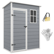 5 x 3 ft Garden Shed with Floor Lockable Door Window and Vent Grey by Outsunny