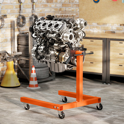 Engine Stand with 360° Rotating Head for Safe Home Garage Repairs Orange Black AOSOM
