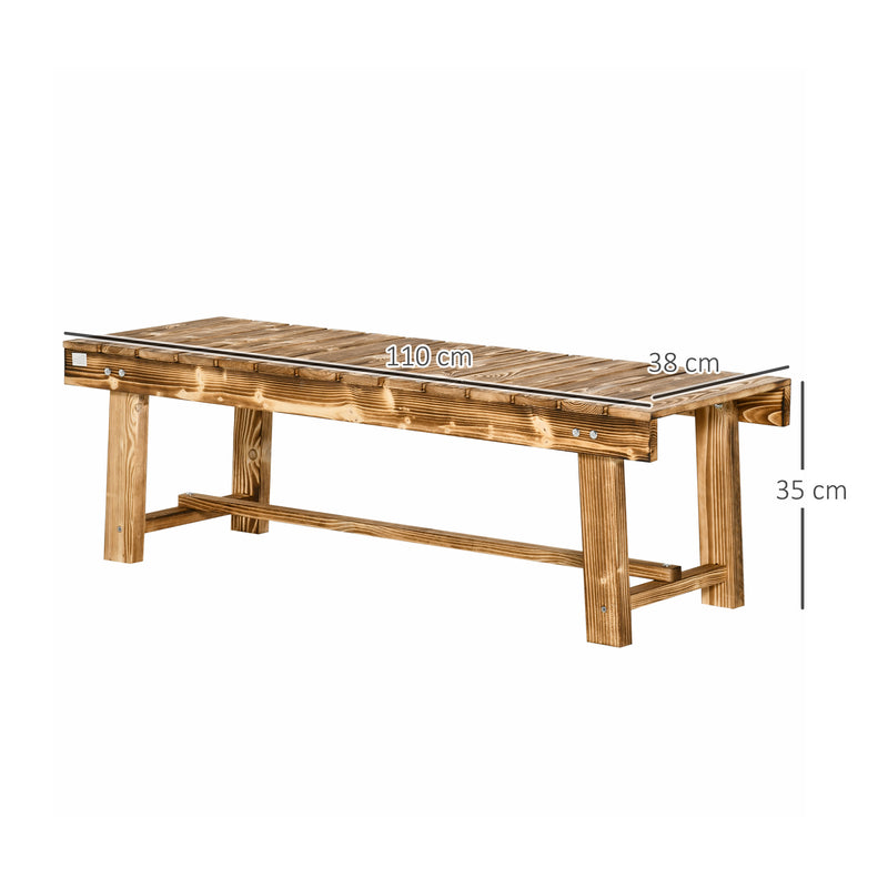 2 Seater Wooden Garden Bench Set for Patio or Indoors Ideal for Relaxing, Carbonised