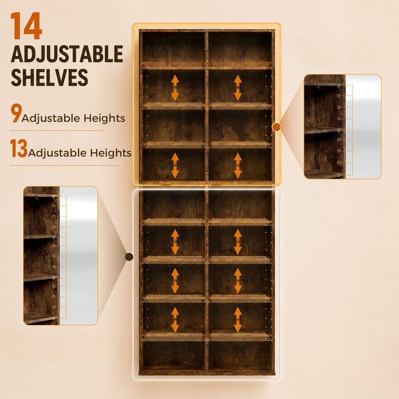 Tall Media Storage Unit with Adjustable Shelves for CDs and DVDs Slim Design