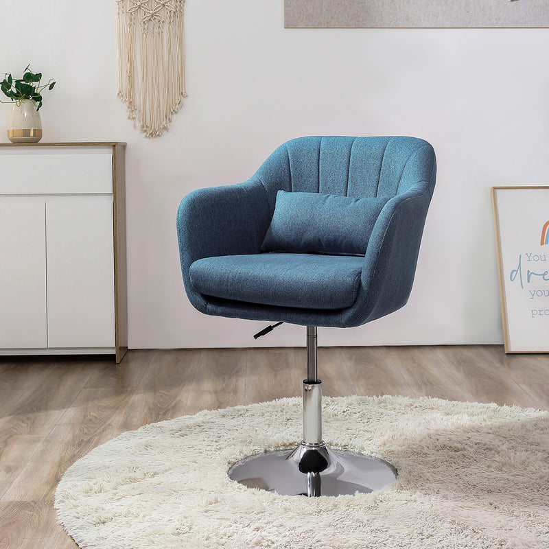 Swivel Accent Chair with Adjustable Height and Lumbar Support for Home Office Blue