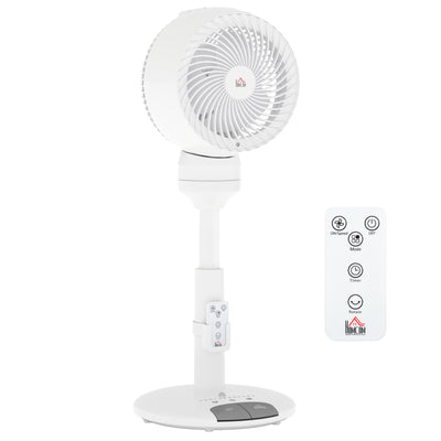 White 9 Inch Air Circulator Fan With 3 Speeds Remote Control and Adjustable Height by HOMCOM