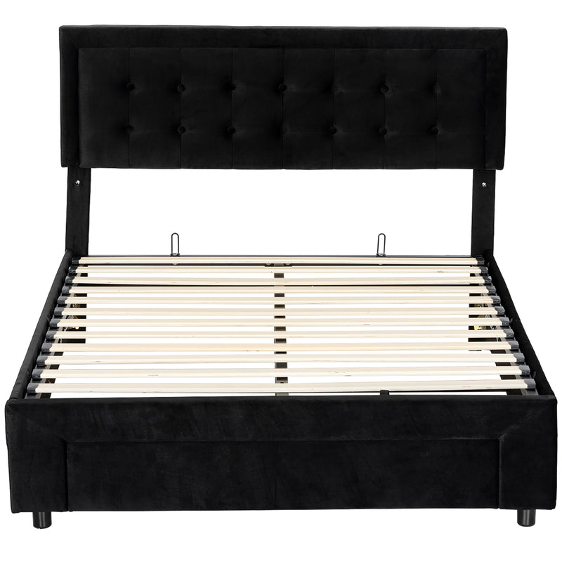 King Size Ottoman Storage Bed with Gas Lift and Front Drawer for Clutter-Free Bedrooms