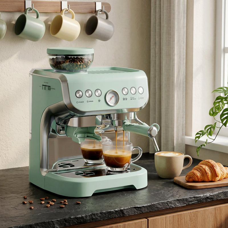 Coffee Machine Light Green - angle view