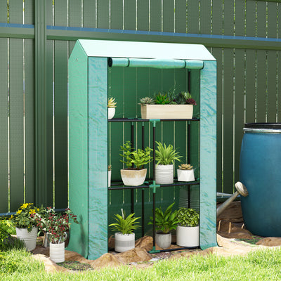 Green Three Shelf Steel Frame Greenhouse 40 x 100cm by Outsunny