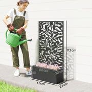 Outsunny Metal Garden Bed with Trellis, Wall Mounted or Freestanding Raised Planter with Privacy Panel, Black Outsunny