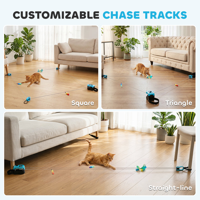 Automatic Cat Toy With Adjustable Track For Indoor Play And Furniture Protection Black Pawhut