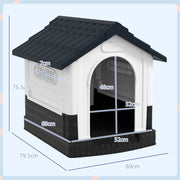 Plastic Dog Kennel with Ventilated Windows Ideal for Small Dogs in Garden or Patio Grey