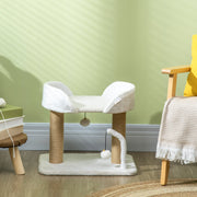 Indoor Cat Tree with Jute Scratching Post and Hanging Toy Balls for Play, White