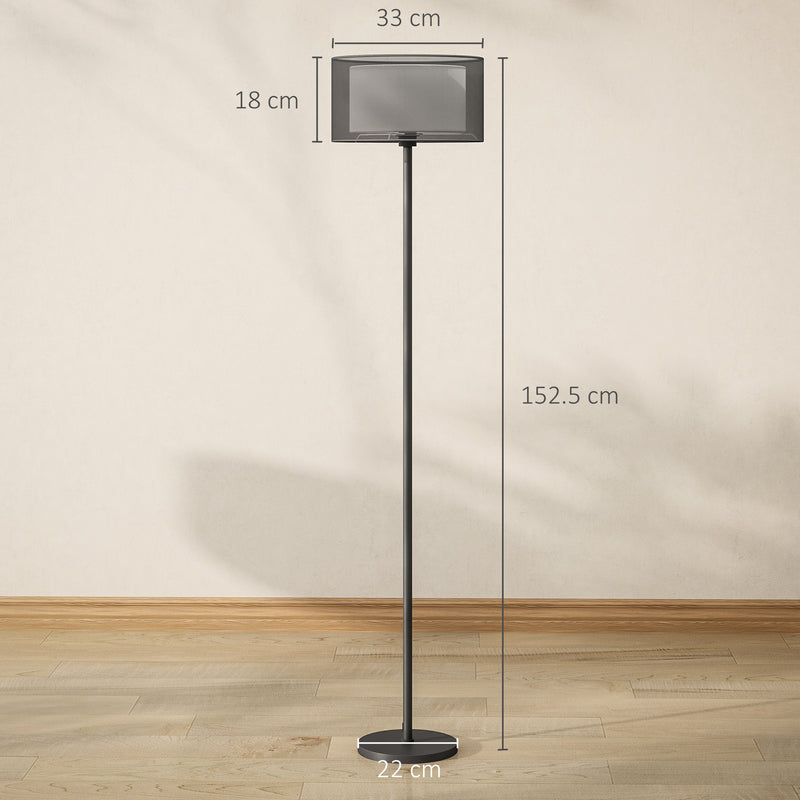 Modern Black Floor Lamp with Double Layer Shade and Foot Switch for Living Room